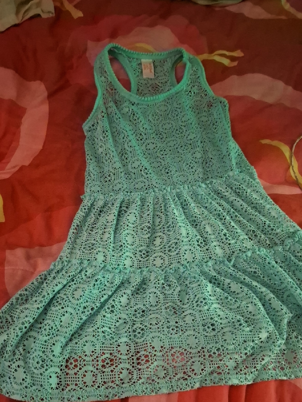 Cat & Jack Mint Green Lace Tiered Racerback Dress